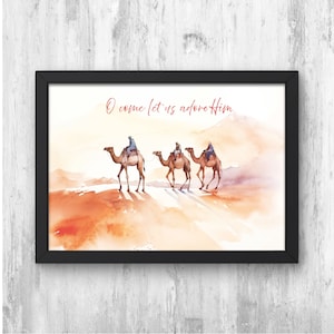 Wise Men Nativity Art: Modern Watercolor Christmas Print (Digital Download)