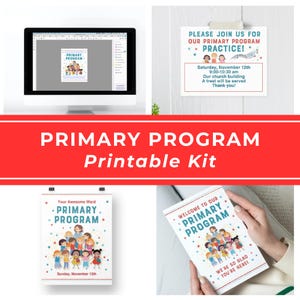Primary Program Kit LDS Sacrament Presentation Printable Editable Invitation Assignment Cards Treat Toppers