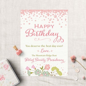 Tarjeta de cumpleaños personalizada de la Sociedad de Socorro / Tarjeta de la Sociedad de Socorro SUD