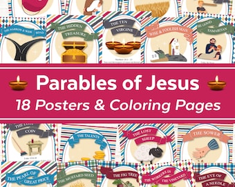 The New Testament Parables of Jesus posters and Coloring Pages