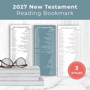 2027 Come Follow Me Reading Bookmark New Testament Weekly Scripture Schedule LDS Bible Study Tracker Printable Primary Relief Society Gift