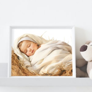 Christmas Wall Art | Digital Download | Baby Jesus Wall Art | Nativity Scene Art Print | Baby Jesus Print | Birth Of Jesus