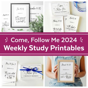 Come Follow Me 2024 Weekly Study Printables for Book of Mormon | 2024 LDS Come Follow Me Posters and Bookmark