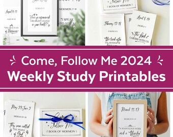 Come Follow Me 2024 Weekly Study Printables for Book of Mormon | 2024 LDS Come Follow Me Posters and Bookmark