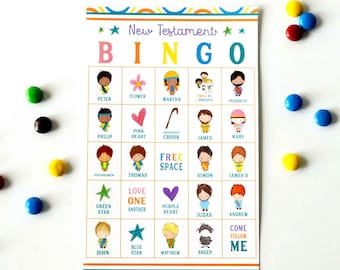Neues Testament BINGO Spiel zum ausdrucken | Bibel Spiel für Kinder