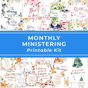 LDS Ministering Cards Monthly Relief Society Printables Scripture Verse Handouts Sister Gift Tags Young Women Encouragement Quote PDF