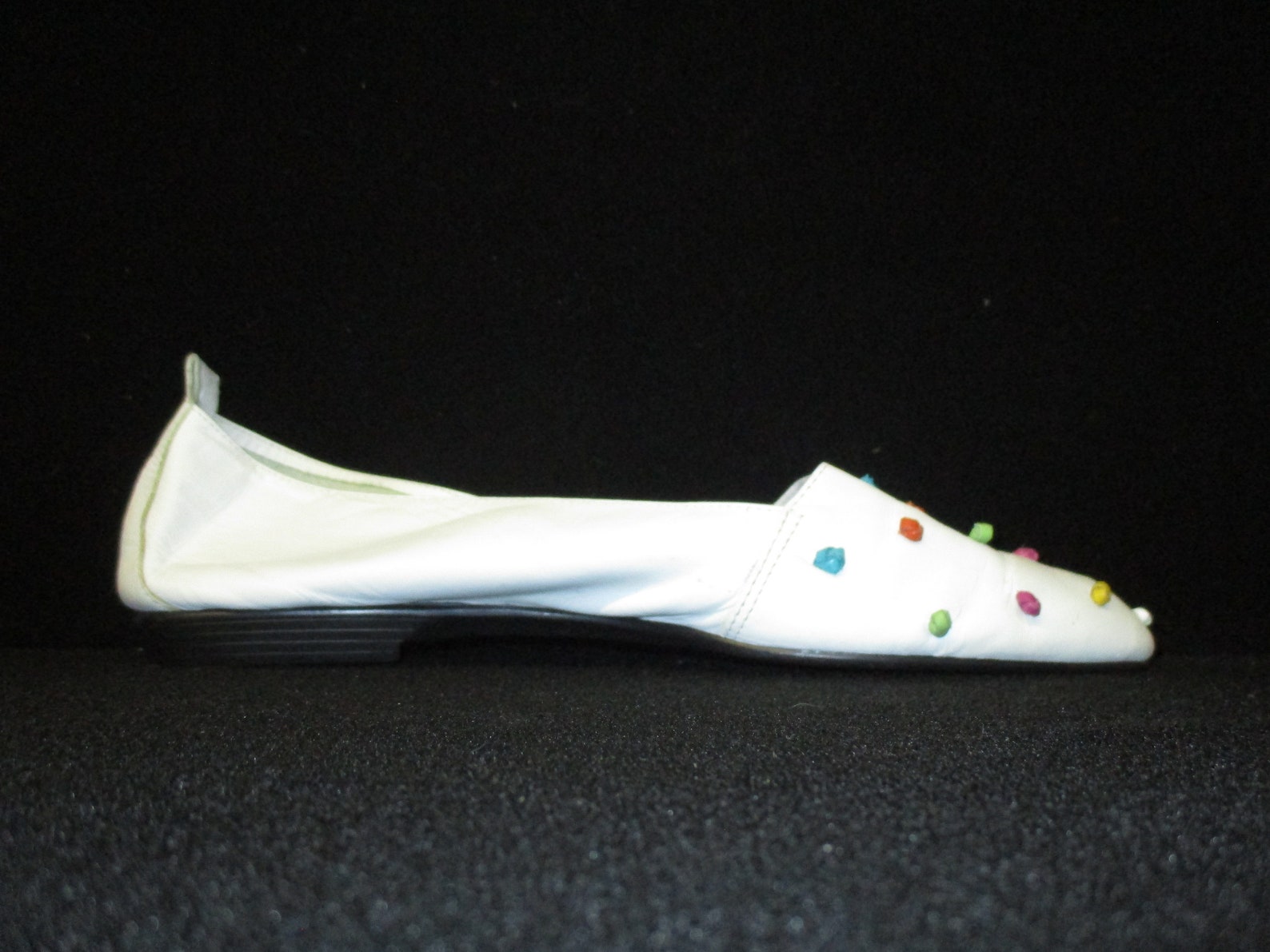 vintage mainframe knots white knotted leather ballet flats shoes size 8.5 made in brazil