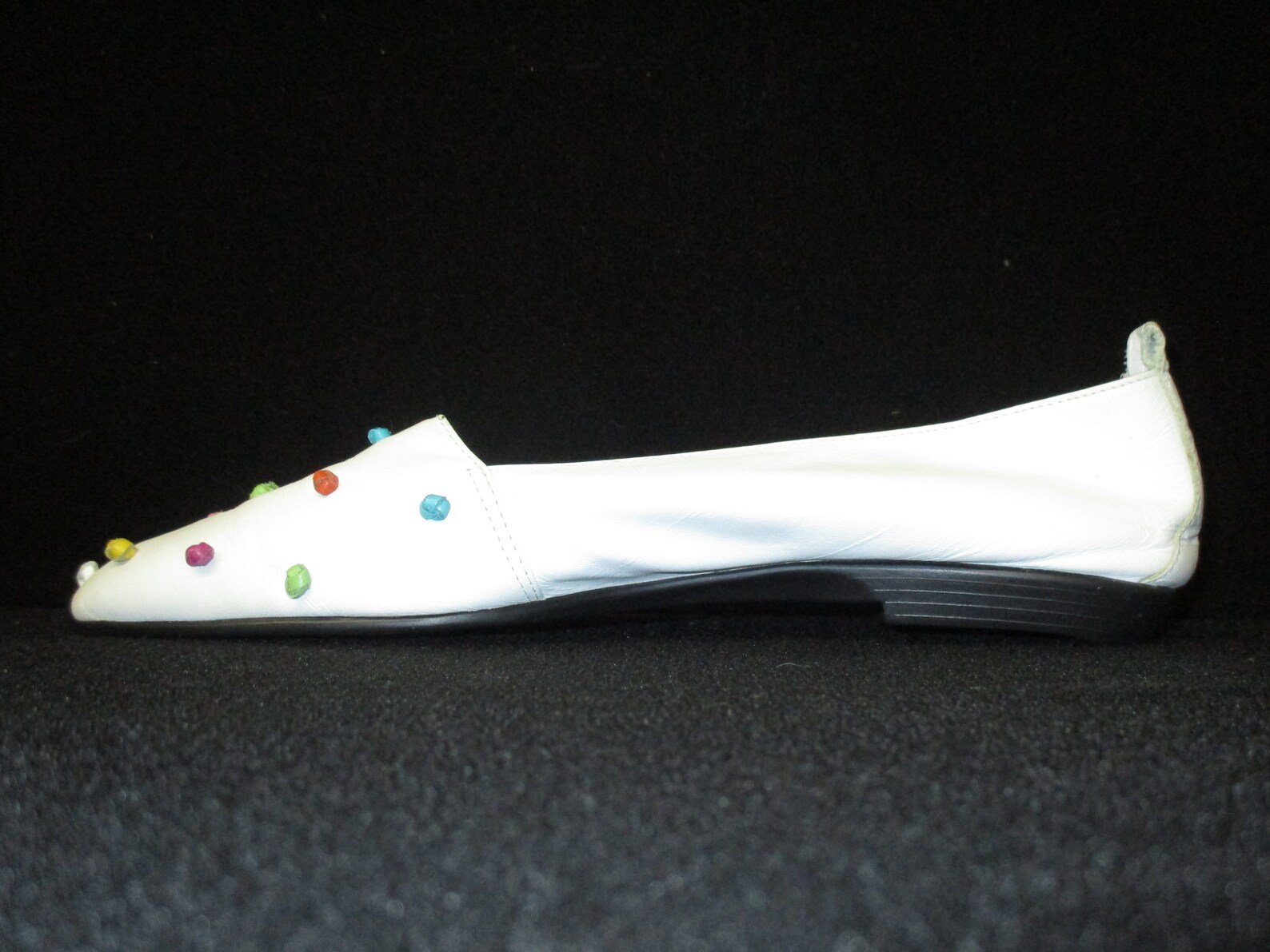 vintage mainframe knots white knotted leather ballet flats shoes size 8.5 made in brazil