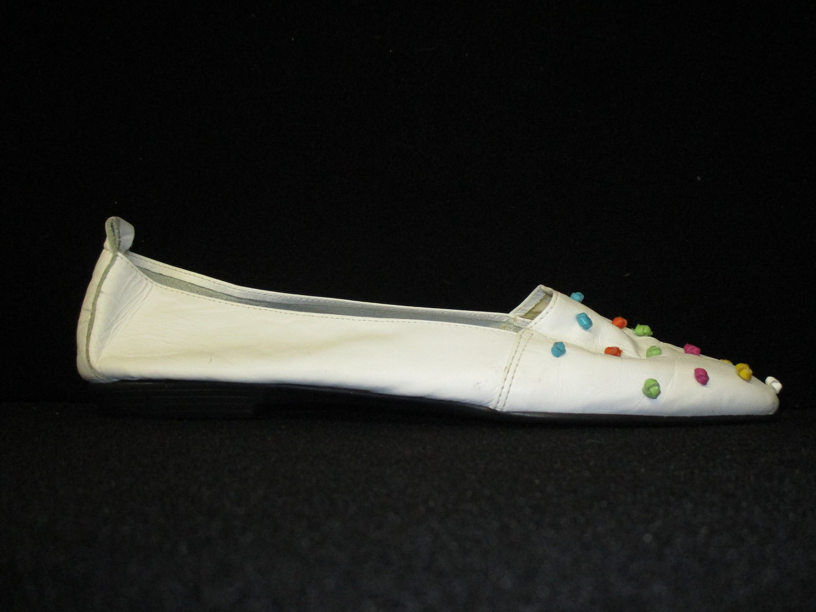 vintage mainframe knots white knotted leather ballet flats shoes size 8.5 made in brazil