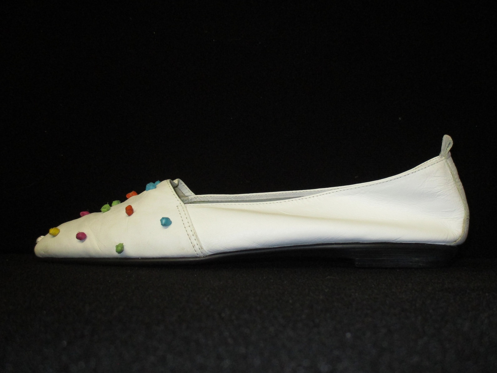 vintage mainframe knots white knotted leather ballet flats shoes size 8.5 made in brazil