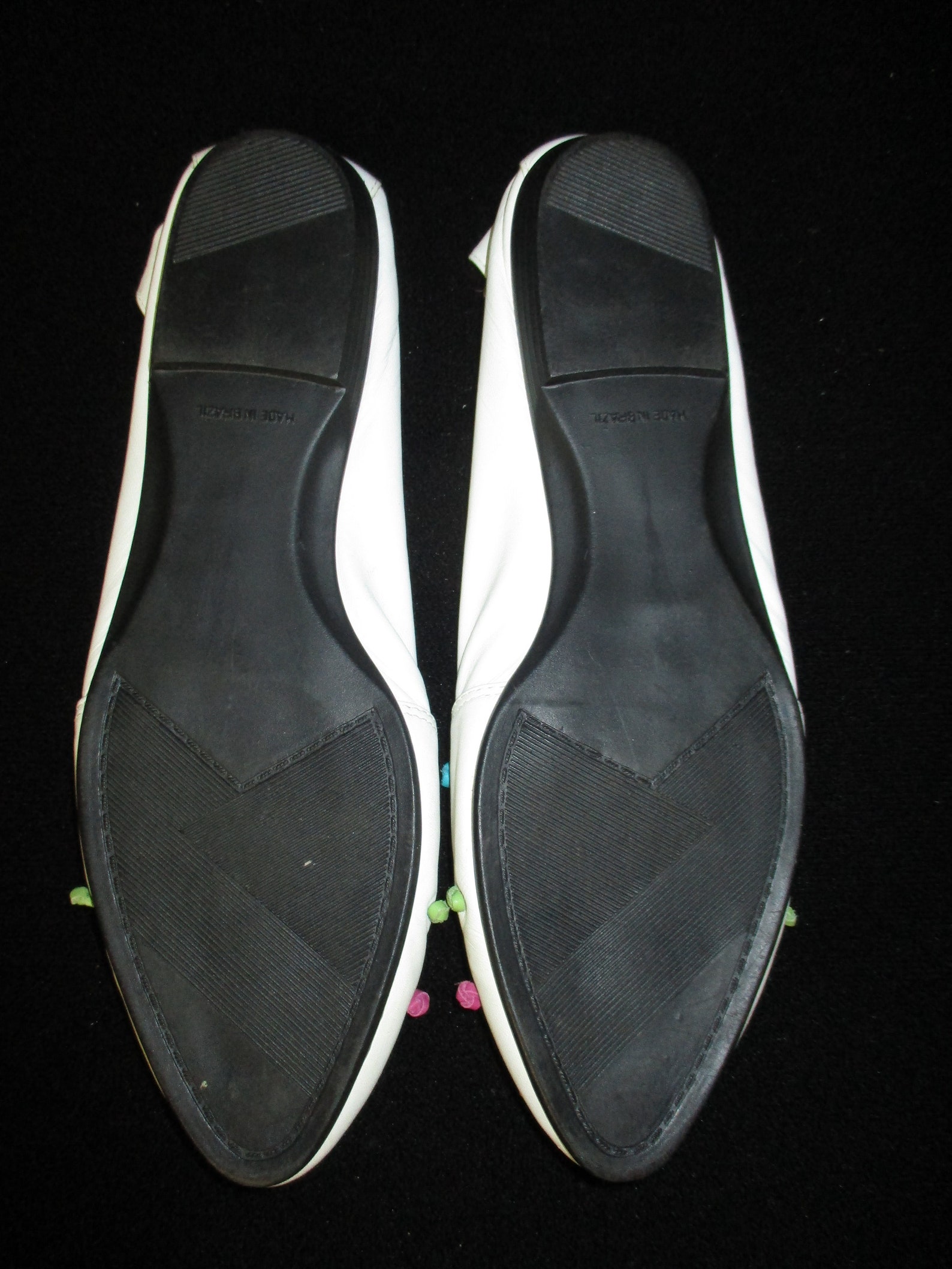 vintage mainframe knots white knotted leather ballet flats shoes size 8.5 made in brazil