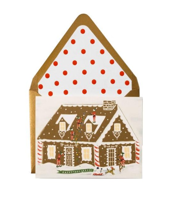 Gingerbread House Happy Holidays Christmas Greeting Card