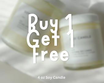 Buy 1 Get 1 Free l 4oz Natural Soy Candle – Handmade Eco-Friendly Candle l  Wooden Wick