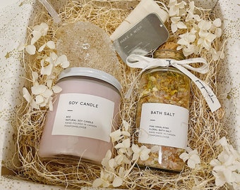 SelfCare Bath Set l  Soy Candle & Himalayan Pink Salt
