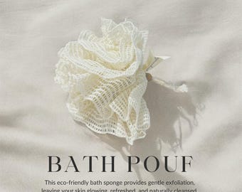 Natural Organic Ramie Bath Pouf – Plastic-Free & Eco-Friendly Shower Sponge