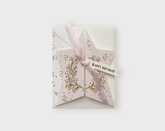 Happy Birthday – Lilac & Gold Star Card