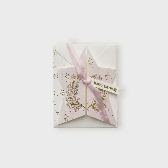 Happy Birthday – Lilac & Gold Star Card
