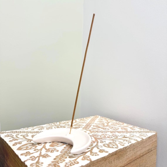 Crescent Moon Ceramic Incense Holder - Minimalist Ash Catcher