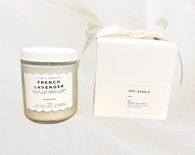 Featured listing image: 8oz Natural Soy Candle – Handmade Eco-Friendly Candle l Wooden Wick Soy Candle | 8oz Natural Candle | Crackling Wick | Vegan & Non-Toxic