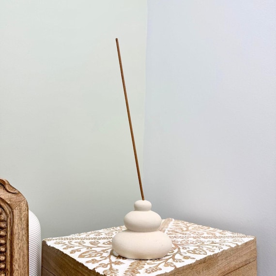 Cream Balancing Stones Incense Holder