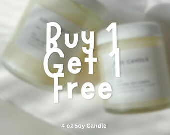 Buy 1 Get 1 Free l 4oz Natural Soy Candle – Handmade Eco-Friendly Candle l  Wooden Wick