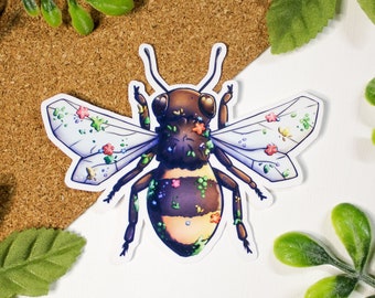 Flower Covered Honey Bee Vinyl Sticker