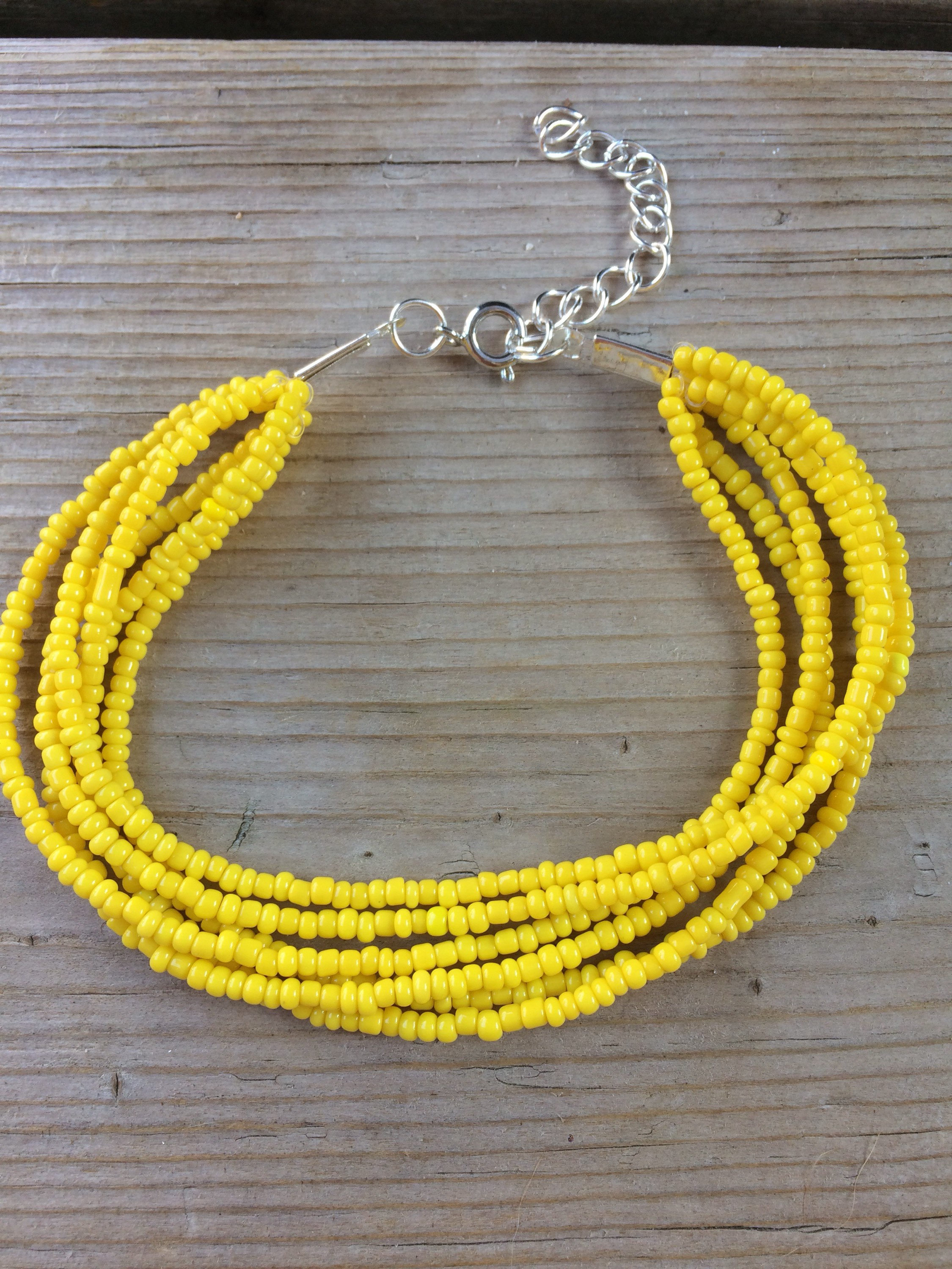 Yellow beaded bracelet yellow multistrand boho bracelet Etsy