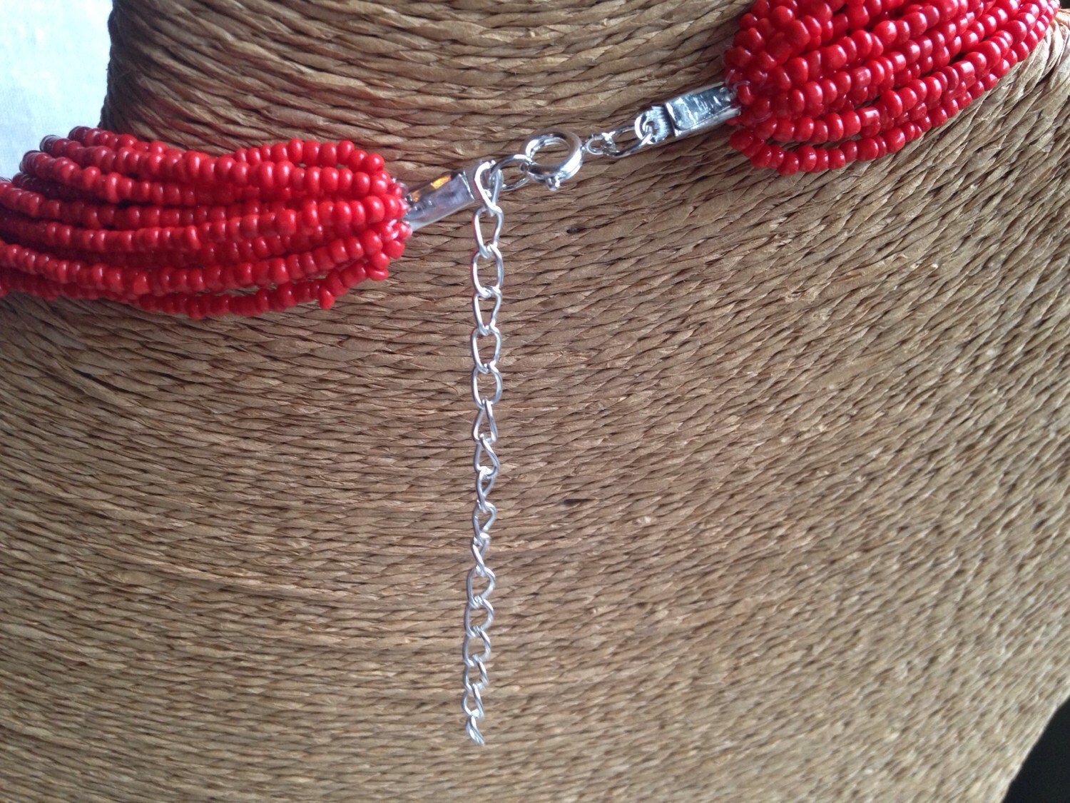 Red Beaded Necklace Red Seed Bead Multistrand Necklace Red Etsy Canada