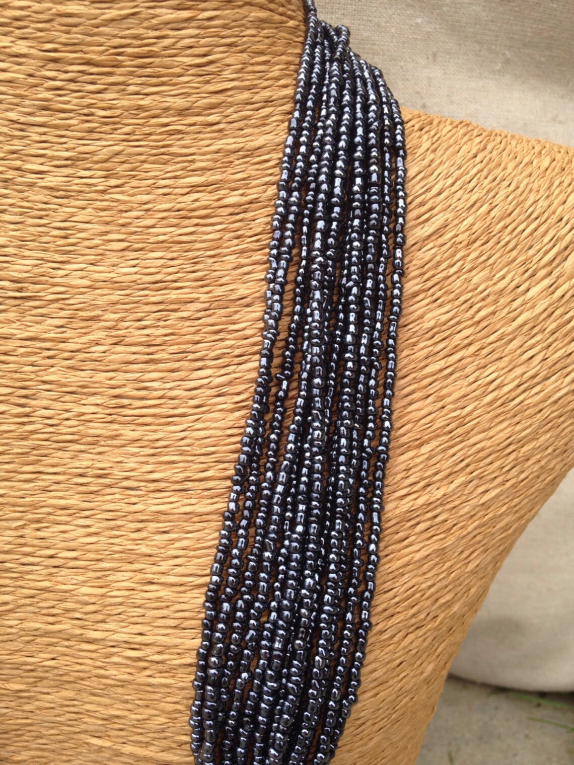 Navy blue beaded necklace navy seed bead multistrand Etsy