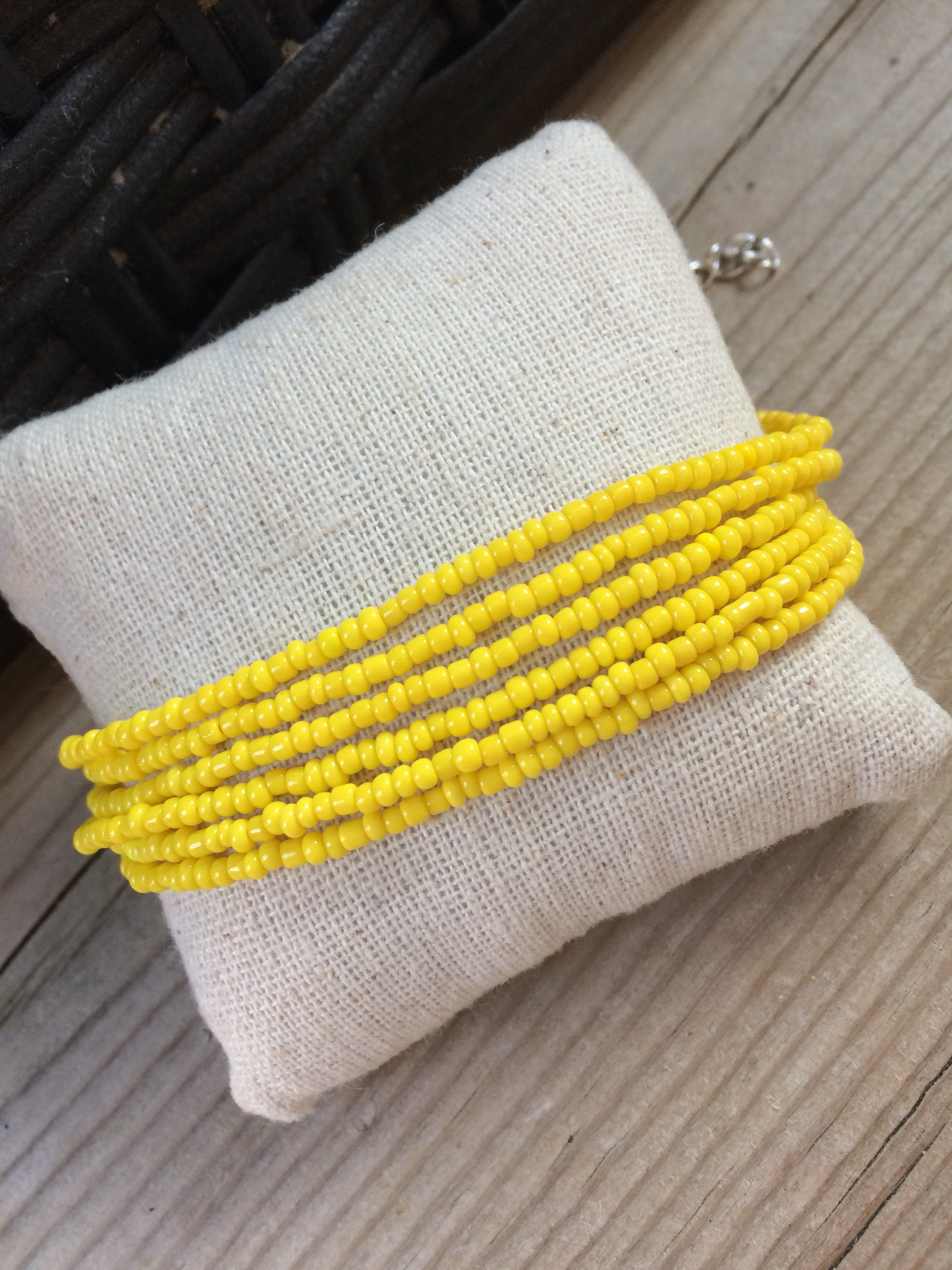 Yellow beaded bracelet yellow multistrand boho bracelet Etsy