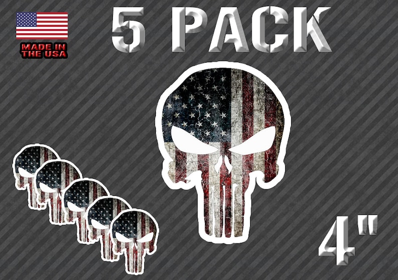 6 Different sizes Kidney Cancer Awareness Punisher skull Sticker Decal