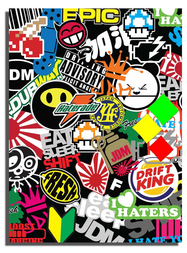 Jdm Sticker Bomb Sheet Gas Cap Bumper Interior Sticker Bomb Wrap Sheet D K 3