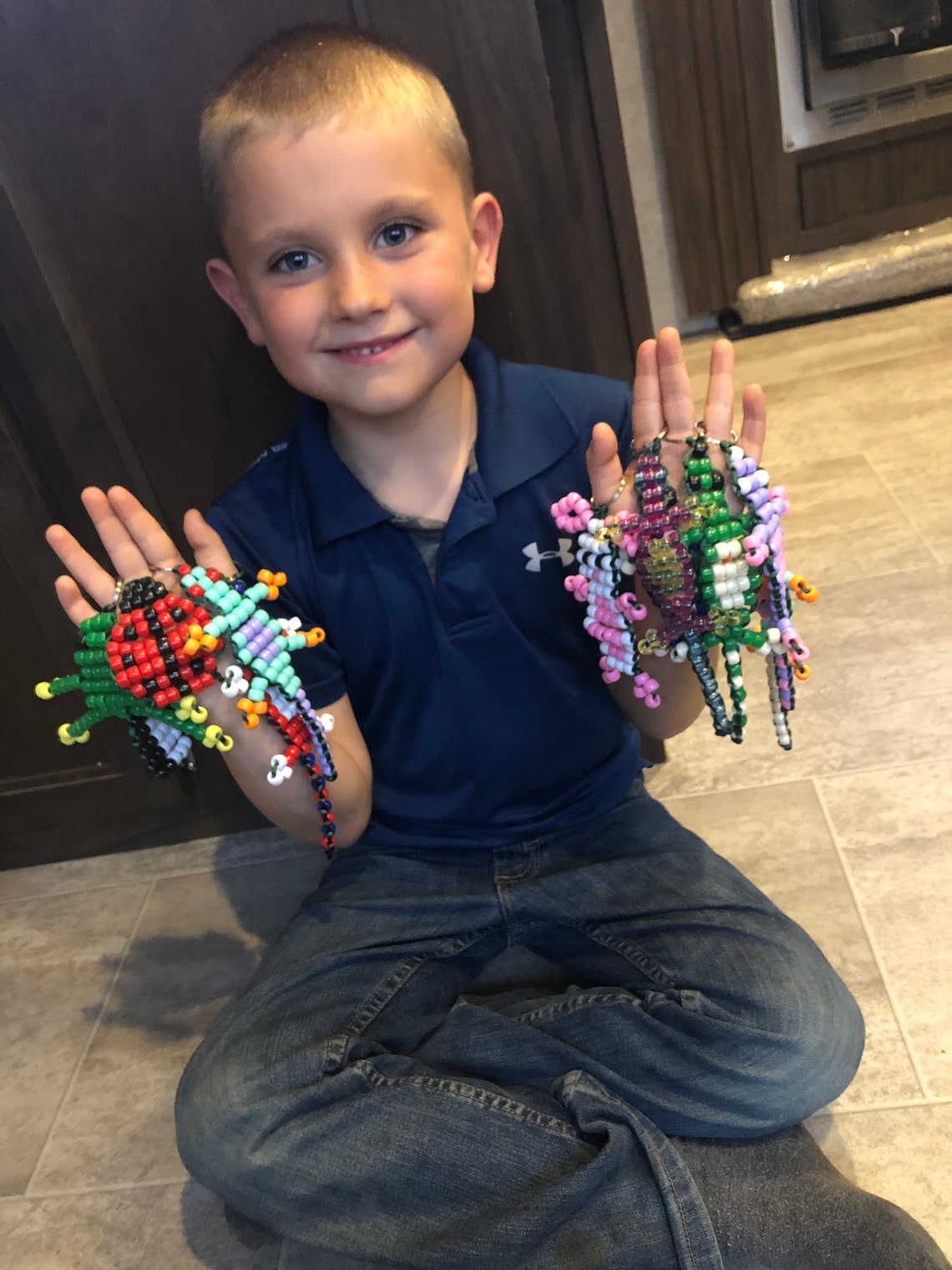 Pony bead animal keychains handmade by a creative 7 year old Etsy Italia