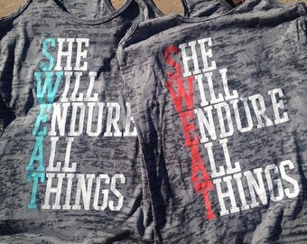 SWEAT - She Will Endure All Things (Gray and Red)