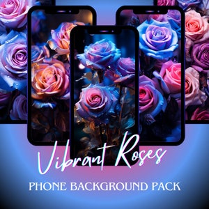 Vibrant Roses High-Resolution Phone Background, Ready to Print, Instant Download (Set of 6)