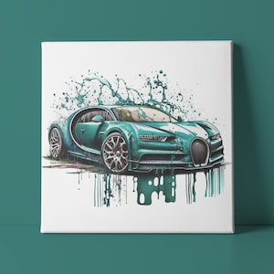 Bugatti Chiron Watercolour Digital Artwork, Ready to Print, Instant Download