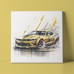 Camaro ZL1 Watercolour Digital Artwork, Ready to Print, Instant Download
