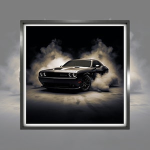 Dodge Challenger digitale artwork met hoge resolutie, klaar om af te drukken, direct downloaden