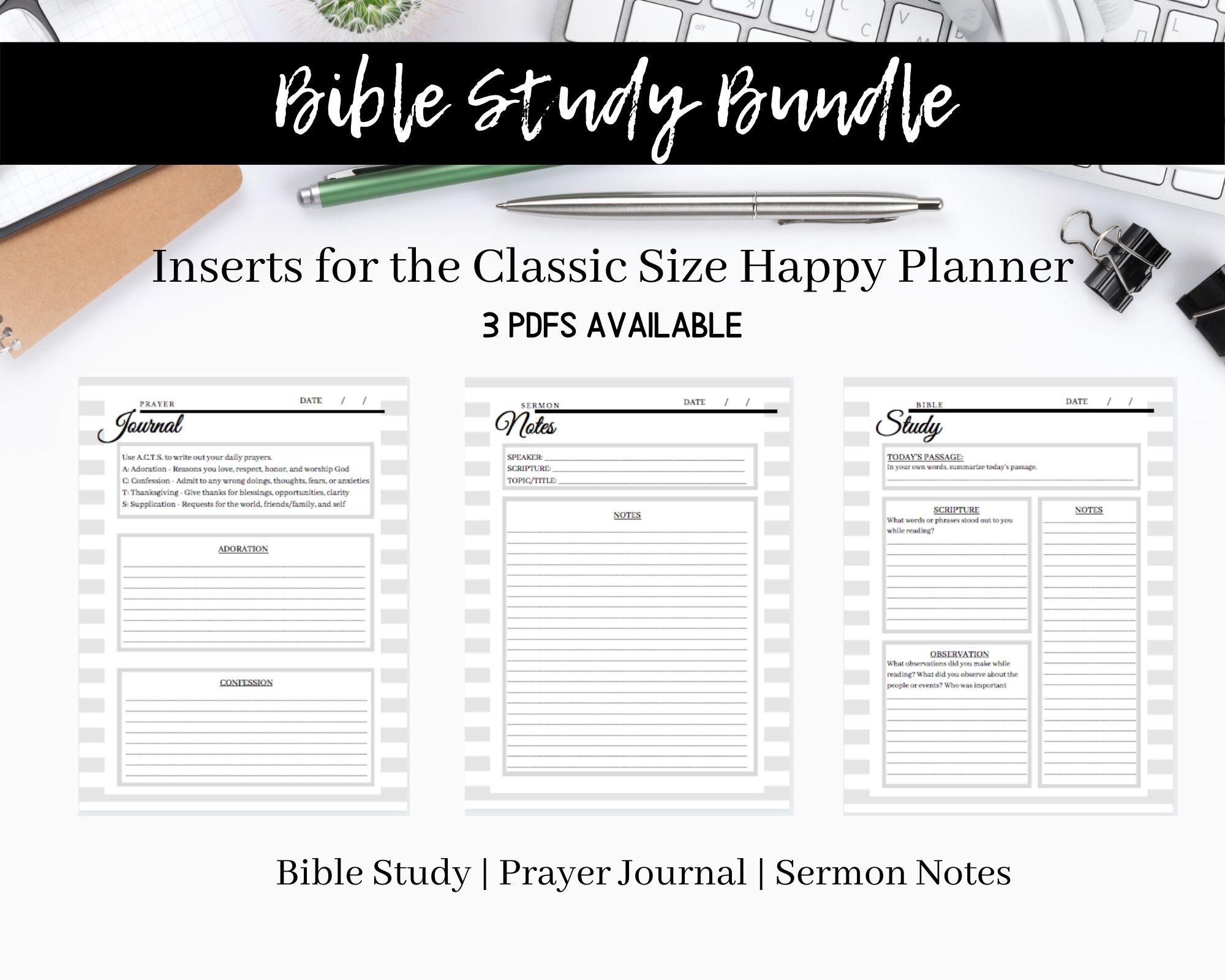 Bible Study Planner Inserts Classic Happy Planner A5 | Etsy
