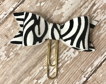 Zebra Bow Planner Clip | Planner Accessories, Paperclip Bookmark, Planner Gift