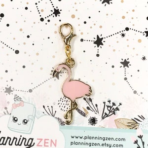 Light Pink Flamingo Enamel Planner Charm Planner Accessories, Travelers Notebook Charm image 1