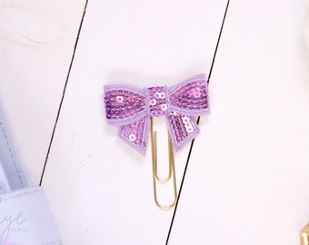 Sequin Bow Planner Clip | Planner Accessories, Paperclip Bookmark, Planner Gift