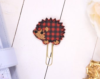 Buffalo Plaid Hedgehog Planner Clip | Planner Accessories, Paperclip Bookmark, Planner Gift