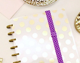 Planner Band, Book and Planner Accessories - Purple Lattice Planner Band with Pen Loop