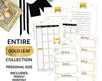 Gold Printable Personal Planner Inserts Refills PERSONAL Size - Entire Gold Collection