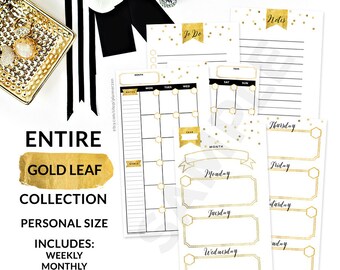 Gold Style Printable Planner Inserts Refills PERSONAL Size - Gold Collection