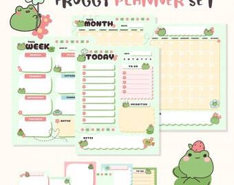 Frog Themed Printable Planners for Weekly, Monthly, Daily Planning