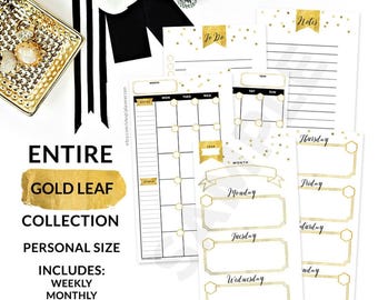 Gold Style Printable Planner Inserts Refills PERSONAL Size - Gold Collection