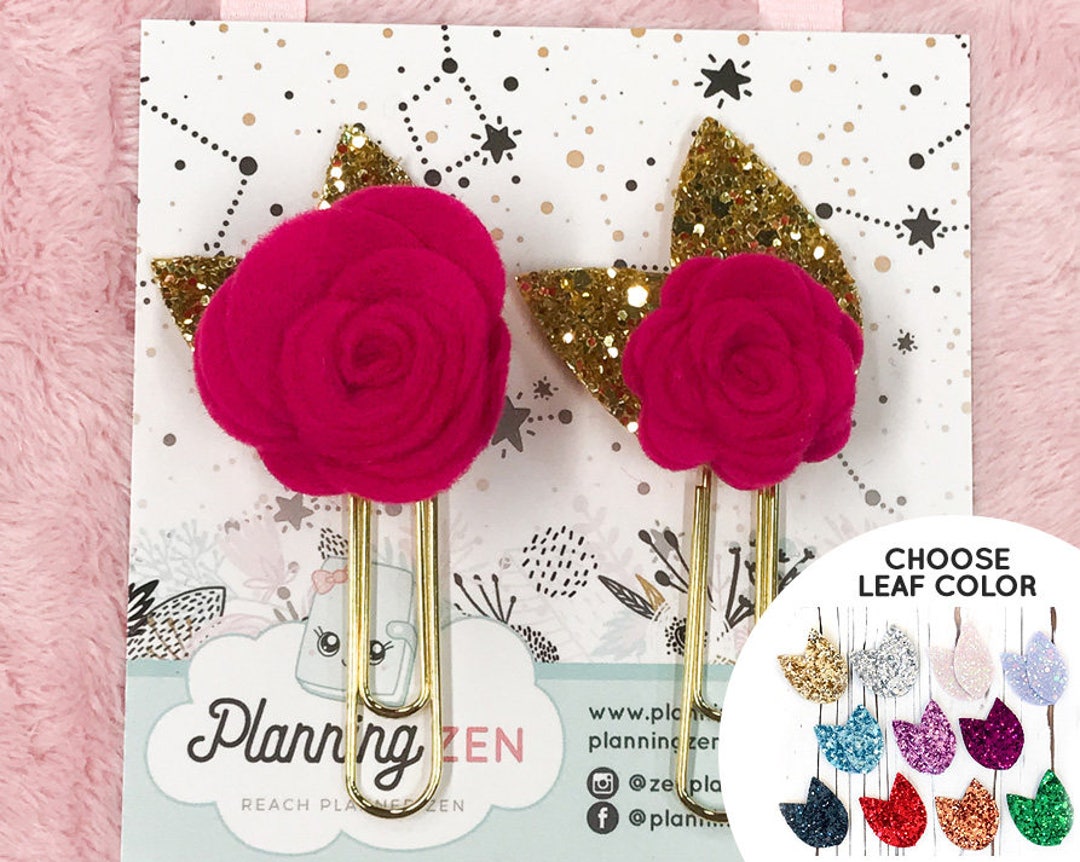 Felt Flower Planner Clip, Wool Felt Flowers Planner Accessories