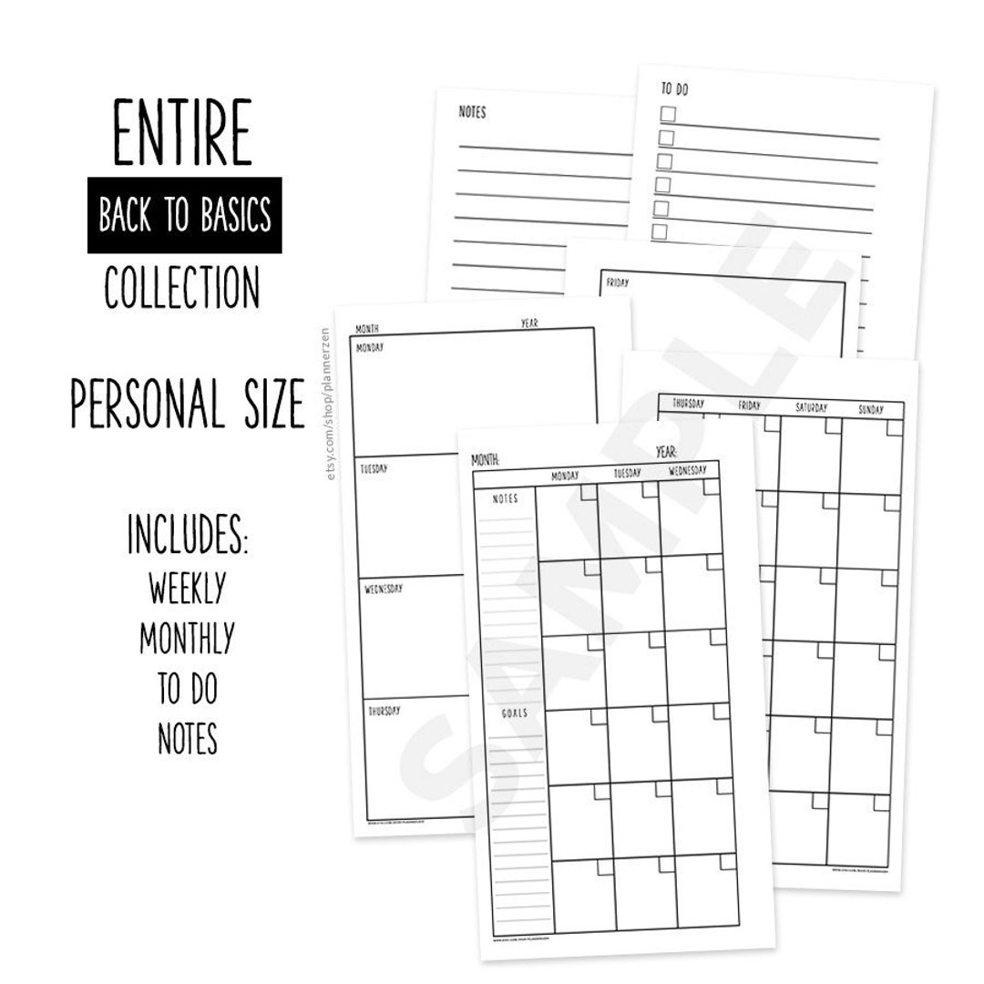 Printable Personal Planner Inserts Refills PERSONAL Size - Back to ...